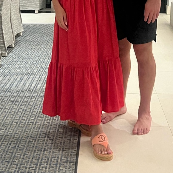 CHANEL Pink Terrycloth CC Logo Raffia Thong Sandals - Picture 3 of 3